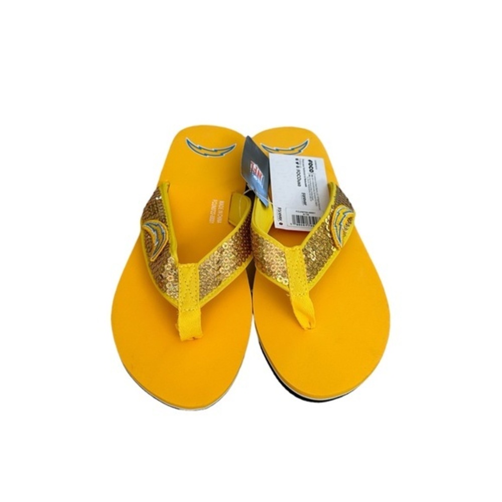 FOCO NFL Los Angeles Chargers Women’s Glitter Flip Flops Yellow Size 7/8 NWT